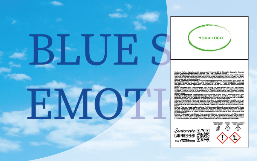 File packaging per profumatore auto personalizzato essenza: Blue Sky Emotion