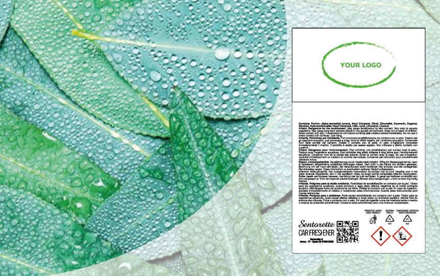 File packaging per profumatore auto personalizzato essenza: Eucalipto Wellness