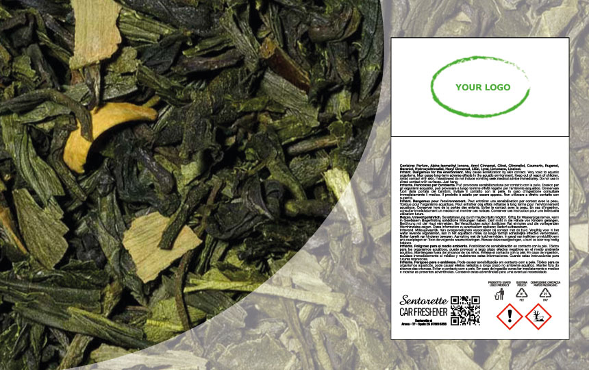 File packaging per profumatore auto personalizzato essenza: Green Tea Wellness