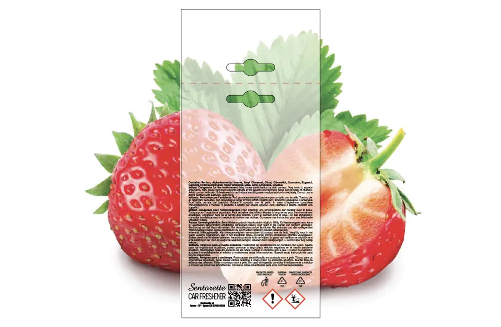 Customized car air freshener packaging template, fragrance:﻿Strawberry